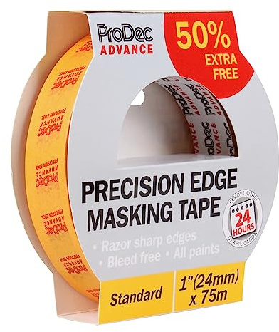 ProDec Advance 24mm (1 inch) x 50m + 50% FREE Precision Edge Multi Surface Painters Masking Tape, Razor Sharp Lines with No Paint Bleed, Indoor Painting & Decorating Compatible with All Paints, 1