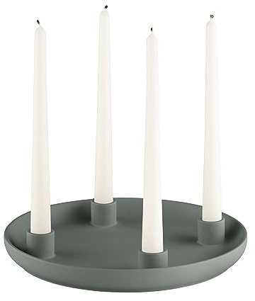 blomus Kerzenhalter -Vela- | Farbe Agave Green | Größe L | Aus Keramik; Für stimmungsvolles Kerzenlicht; Matte Oberfläche mit angenehmer Haptik; Ø 27 x H 3,5 cm