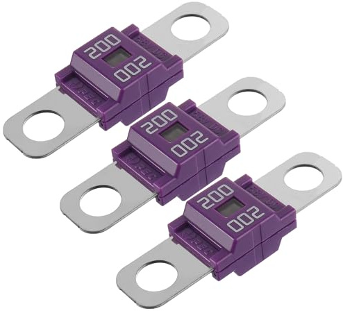 SIGANDG AMI/Midi Fusibili 200A ad Alta Corrente Bolt-on Fusibile 200 Amp Viola per Auto, Autobus, Camion, Roulotte, Veicoli da Costruzione (Confezione da 3)