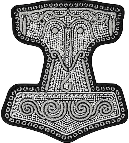 Thors Hammers Patch viking patches Odins krigare Mjölnir att stryka på | Vikings Patch stryks på | vikingadekoration strykbild 90 x 80 mm