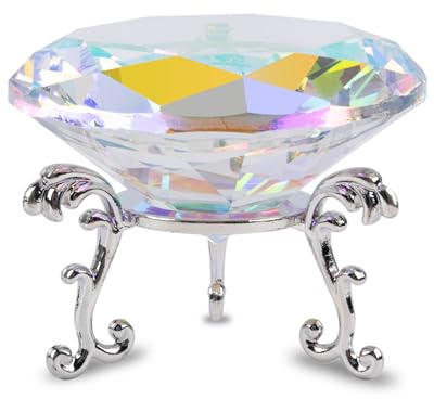 FBBULES 80mm Kristall Diamant Briefbeschwerer Glas mit Ständer, Kristall Diamant Deko Diamantene Hochzeit Geschenk Glasdiamant für Halloween Weihnachten Erntedankfest Tafelaufsätze