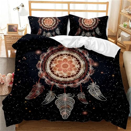 Bettwäsche Set Bettbezug 140x200 Weich Bequem Atmungsaktiv Hypoallergen Mikrofaser Bettbezüge und 2 Kissenbezug, für Teenager-Schlafzimmer-Dekor（Sternenhimmel-TraumfäNger