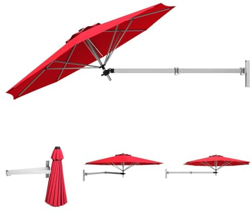 SFAREST Wall-Mounted Parasol, UV Protective Waterproof Cantilever Parasol Umbrella with Adjustable Pole & Wind Vent, 8-Rib Outdoor Hanging Umbrella Tilting Sun Shade for Garden Patio Yard