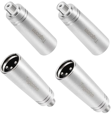Togconn RCA to XLR Adapter 4 Pack, RCA Female to XLR Male Adapter,RCA Female to XLR Connector