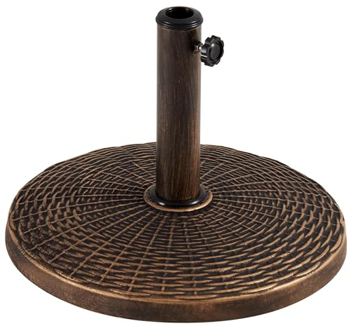 Yaheetech 10kg Garden Parasol Base Stand - Round Resin Decorative Base Heavy Duty Outdoor Garden Umbrella Stand Holder, Bronze