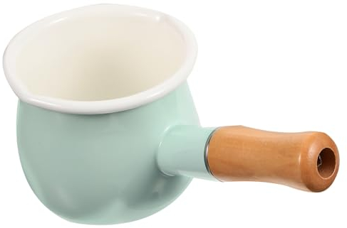 BRIGHTFUFU Mini 10cm Enamel Milk Pot Non-Stick Baby Food Cooking Saucepan Heat-Resistant Household Milk Heating Stockpot for Jam Boiling and Frying Random Color