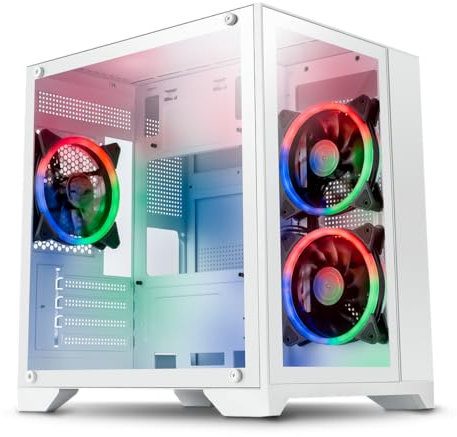GameMax Infinity Mini Micro-ATX PC Gaming Case With 3 x GameMax Velocity RGB Fans, GameMax Viper RGB LED Strip, 4 Port Fan Hub, Tempered Glass Side Panel | White