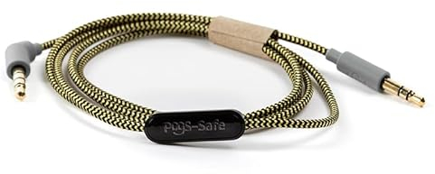 POGS - Safe | Câble audio 3,5 mm pour casque The Gecko & The Elephant | Limitation du volume 85 dB | Technologie Safe | Microphone intégré | Câble textile anti-nœuds de 1 mètre (gris)