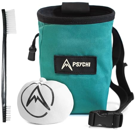 Psychi OG Climbing & Bouldering Chalk Bag and Chalk Bundle Set for Rock Climbing Bouldering Gym (Turquoise)