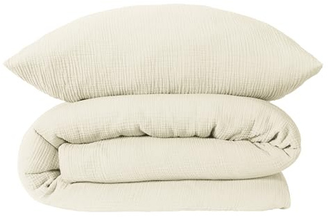 Schiesser Bettwäscheset Molly - Musselin - 2-teilig - 135 x 200 cm - Offwhite