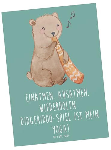 Mr. & Mrs. Panda Postkarte Didgeridoo Yoga - Geschenk, Entspannung, Musikinstrument, Notenblätter, Ansichtskarten, Geburtstagskarte, Klaviere,