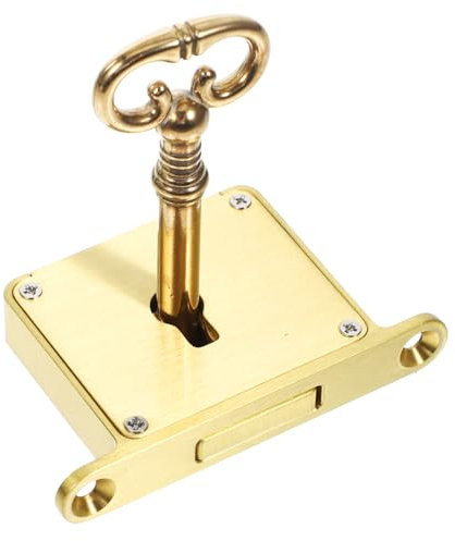 Garneck Retro Brass Drawer Lock with Key Square File Cabinet Lock for Desk and Wooden Boxes Matte Brushed Finish