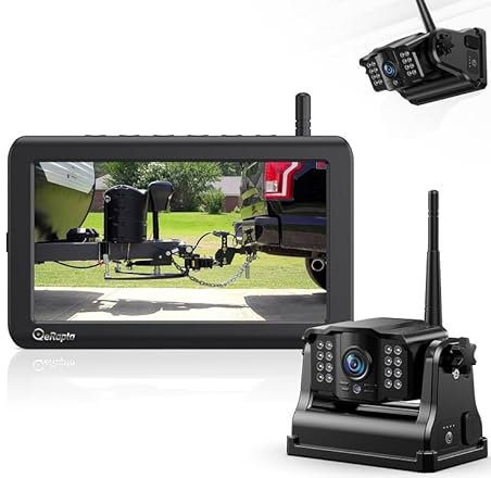 eRapta 5“ LCD Kabellos Digital Rückfahrkamera Set, mit 1080P Monitor:9600mAh Akku 2 Mins DIY Installation, IP69K Wasserdicht Rückfahrkameras für Auto, LKW, Van, SUV, Wohnmobil