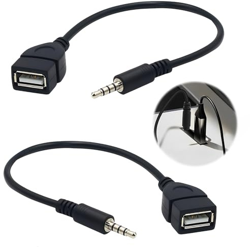 USB to AUX and 3.5mm Jack Adapter, Waterproof, Car Audio, MP3 Players, U Disk, Decoding Function