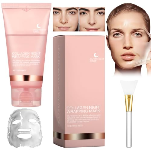 Collagen Maske,Collagen Night Wrapping Mask, Kollagen Maske für das Gesicht, Bio Collagen Face Mask, Peel-Off Maske für strahlende Haut, Tiefenwirksame Gesichtsmaske, Koreanische Hautpflege