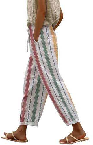 Blitzangebote Des Tages Heute Angebot Des Tages Blitzangebote 7/8 Hose Damen Sommer Leicht Capri Leinenhose Sommerhose Baumwolle Leinen Stoffhose Lockere Strandhose Freizeithose Urlaub Must Haves