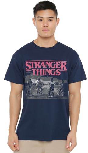 Stranger Things säsong 1 affisch cykel scen unisex t-shirt, marinblå, stor, Marinblått Xsp, L