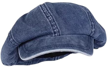 Perfeclan Denim Hut für Frauen 8 Panels Visor Zeitungsjunge für Einkaufsfahrten Fahren, Dunkelblau