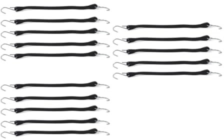 YFUK 15 Stück 15 Plane Outdoor Bungee-Seile mit Haken Spanngurte Gummi Schwarz für Wohnwagen, Anhänger, Boot, Busse, Wohnmobile