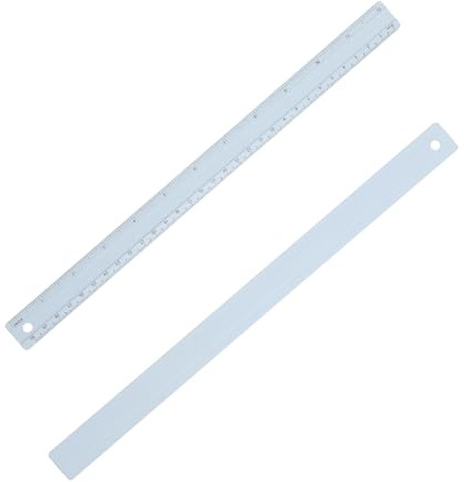 PATIKIL 30 cm/12 tum metalllinjal, 2 st metrisk linjal av aluminiumlegering med tum och centimeter precisionsmätning för kontorsteknik utarbetande stil 2, blå