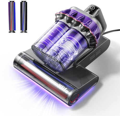 Xlife Mattress Vacuum, Bed Vacuum Cleaner with 2 Roller Brushes for Pet Hair, 253.7nm UV-C Light, 140F° Heating, 550W 16KPA Suction, HEPA Filter Couch Vauum for Bed, Sofa, Pillow, Baby Crib (Corded