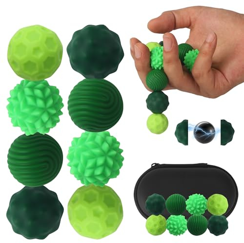 8 Stück Magnetische Fidget Toys, Magnetkugeln Stressball Silikon, Anti-Stress-Angstspielzeug, Sensorischer Ball für Erwachsenem, Adhd Toys (Grün)