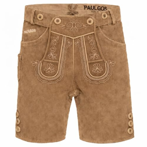 PAULGOS Herren Trachten Lederhose HK2 + Träger, Echtes Leder, Gr. 44-60