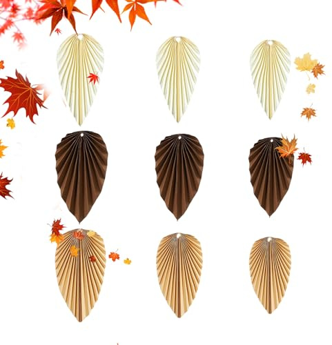 Amesor Decorazioni Autunnali per Feste | 9 Pezzi Ventagli di Carta con Foglie d'Acero Addobbi da Parete - Forniture per Decorazioni Appendibili | per Autunno Ringraziamento Compleanno Matrimonio