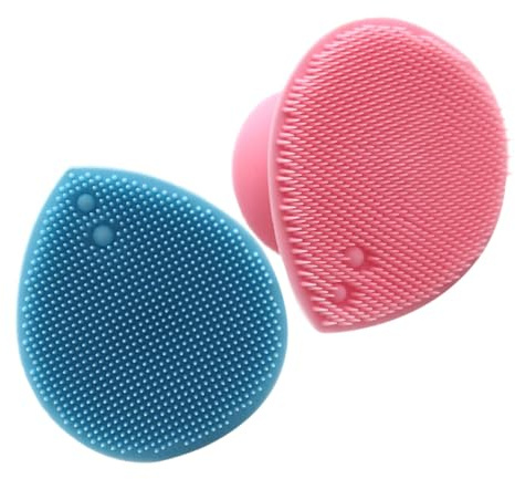 MILISTEN 2 Stück Kopfhautpflege Silikon Massagebürste mit Saugnapf Weiche Manuelle Reinigungsbürste für Sanfte Gesichts Haarwäsche Tiefenreinigend und Durchblutungsfördernd Rosa und Blau