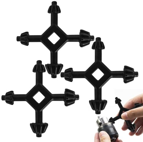 Drill Chuck Key, 3 Pcs 4 in 1 Chuck Keys for Drill, Black Chuck Key, Suitable for Most Power Tools (12.7mm-14mm-16mm-16.5mm)