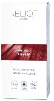 RELIQT Naturals - Pflanzenhaarfarbe Pulver Rubinrot 100% natürlich & permanent 100 g – Haarfarbe für gründliche Grauhaarabdeckung & gesunden Glanz – Naturkosmetik Haarfärbemittel zusatzstofffrei