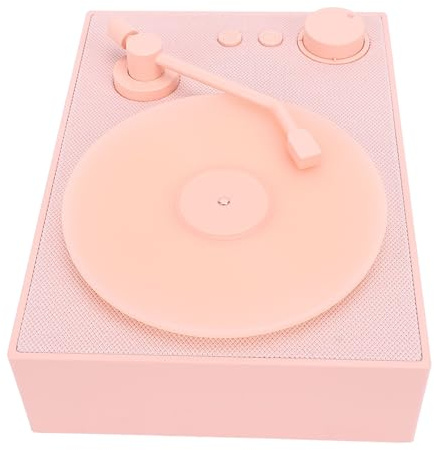 Taidda Tourne-Disque Vintage, Haut-Parleur Portable sans Fil, Haut-Parleur Diffuseur au Design Rétro, Idéal pour la Maison, Le Bureau et l'extérieur (Pink)