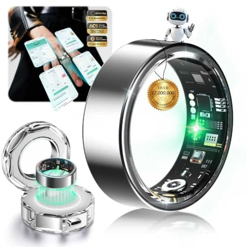 2026 TOP 1 9.0 Smart Rings and Charging Case【95.2% Step Accuracy + ±2.8 BPM HR】【IP68 + 50m – 3x Titanium Shock】Smart Ring Women & Men for Sleep Tracking Wearable Device, SpO2, Fitness Silver 9#