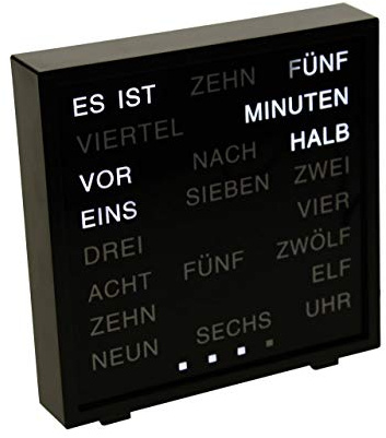 United Entertainment - LED Wortuhr/Deutscher Word Clock - Schwarz - 17 x 16,5 cm