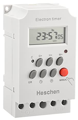 Heschen Digital LCD Power Weekly Programmable Electron Timer Switch, KG316T-II, 220-240VAC 25Amp, 4 Screw Terminals