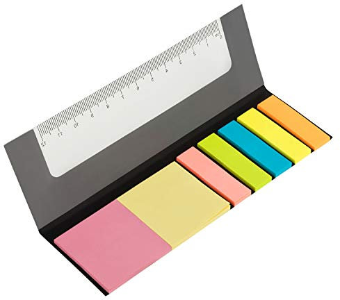 Perfekt für Schule und Uni: Haftnotizzettel mit 12 cm Lineal Haftnotizen Set Klebezettel bunt viele Formen und Größen Selbstklebende beschreibbare Pagemarker/perfekte Geschenkidee