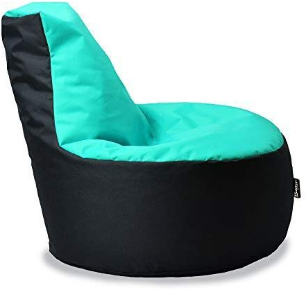 BuBiBag Gamer Sitzsack, Lounge Sessel, Gaming Sitzsäcke, Indoor & Outdoor Kissen für Kinder und Erwachsene (Türkis-Schwarz;Ø:80cm)