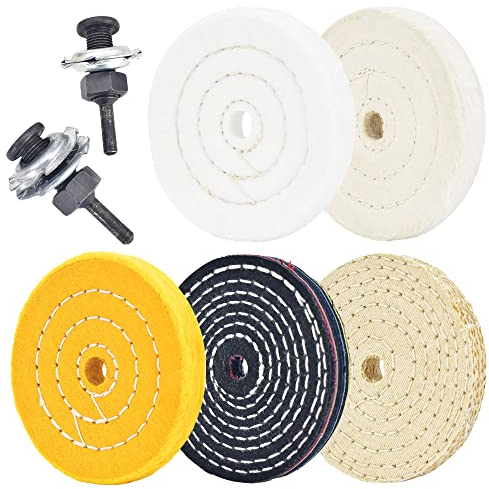 Discos de pulido de 10,16 cm con orificio de 1,27 cm y 2 juegos de vástago de 1/4 pulgadas para taladro, paquete de 5 unidades