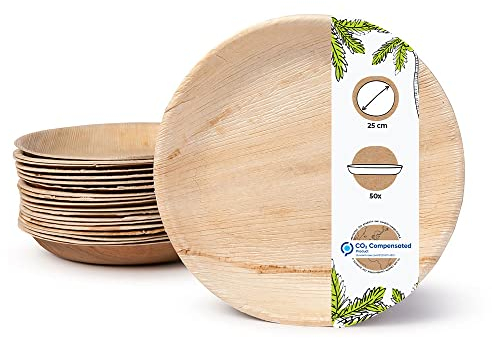 BIOZOYG Einwegteller 50 Stück Ø 25 cm Palmblatt-Teller - Einweggeschirr kompostierbar - hochwertige Alternative für Bambus Teller und Pappteller - Partygeschirr