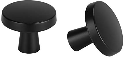 LONTAN 10 Pack Black Mushroom Style Round Drawer Knobs Matte Zinc Alloy 32mm Black