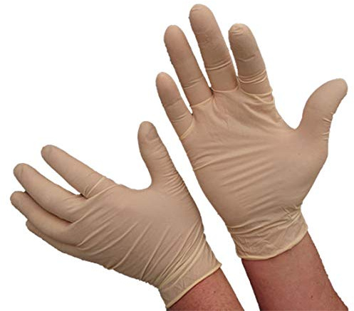 Tiacare Latex Disposable Gloves Powder Free - Natural Colour (Small) - Box of 100 Gloves