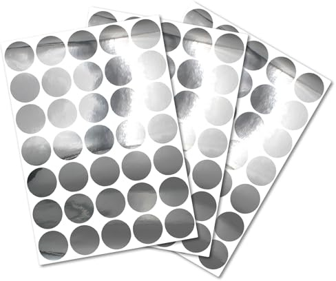 105 Metallic Punkte Kreise zum Aufkleben je 4cm Ø Chrom Sticker Deko Aufkleber Klebeaufkleber zum Basteln und Dekorieren Wandaufkleber Wandtattoo Y051 (Chrom Silber, Kreise)