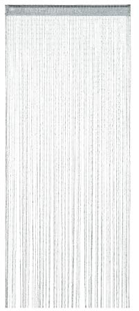 Relaxdays Fadenvorhang Glitzer, 90x245 cm, kürzbar, Tunneldurchzug, für Türen & Fenster, waschbar, Fadengardine, Silber