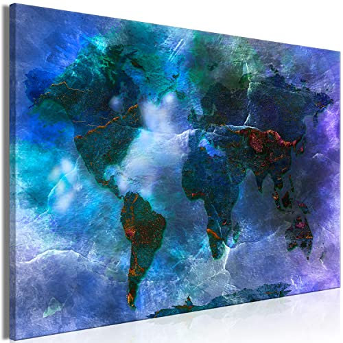 B&D XXL - Akustikbild Weltkarte Bilder Akustikschaum Hochleistungsschallabsorber Schallschutz Leinwand 1 tlg Wandbild Raumakustik Schalldämmung Landkarte Kontinente Abstrakt