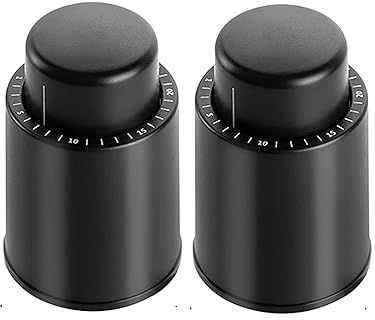 [2 Paquetes] Tapones Reutilizables para Botellas de Vino - Conservador al Vacío Con Registro de Escala de Tiempo