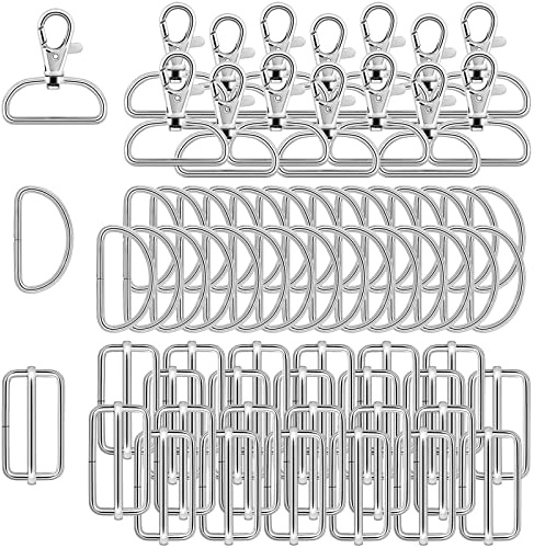 Nuts OT nuts 70 Stück Metall Drehbare Karabinerhaken mit D-Ringen Triglide-Schiebeschnallen für Schlüsselband Geldbörse Tasche Riemen Hundehalsbänder Rucksack DIY Nähen Zubehör