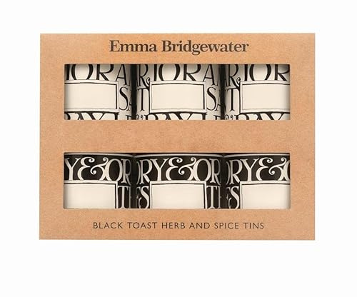 Elite Gift Boxes Emma Bridgewater Black Toast Set of 6 Spice Tins 69 (d) x 73mm