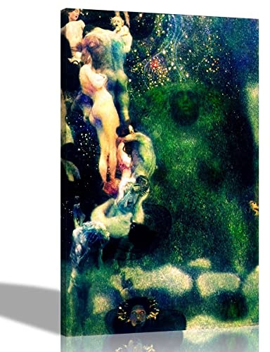 Philosophy by Gustav Klimt auf gerahmter Leinwanddruck, Wandkunst, Bilder, abstraktes Kunstwerk, Home Office Schlafzimmer, 40 x 60 cm