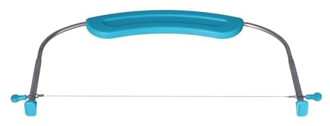 Cyrank Adjustable Cake Leveler for Leveling and Torting, 13.58 x 6.3inch 304 Stainless Steel Cake Leveler Adjustable Wire Cake Cutter with Handle and Scale DIY Baking Tool for Kitchen(Blue)