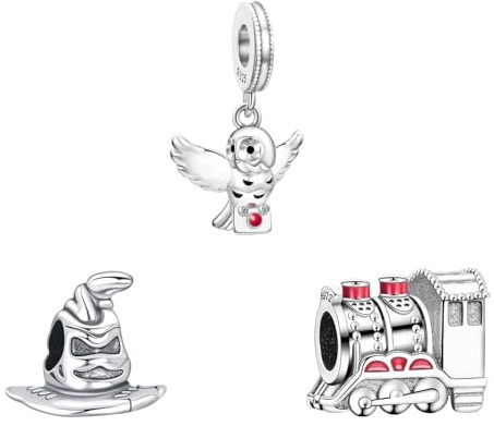 Perle de charme en argent 925 avec bracelet et colliers pour femmes, chapeau Birdie Train Pack de 3 signes avec 5A Zircon pour les perles pour femmes